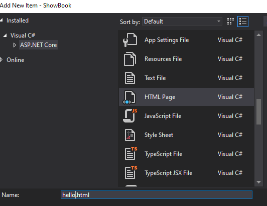 Utworzenie pliku HTML w Visual Studio